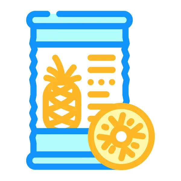 Ananaskonserven Lebensmittelfarbe Symbol Vektor Ananas Konserven Schild Isolierte Symbolillustration — Stockvektor