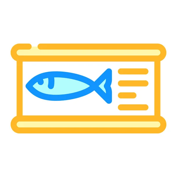 魚缶詰食品カラーアイコンベクター 魚の缶詰の看板 孤立したシンボルイラスト — ストックベクタ