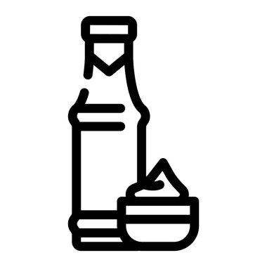 Sos konserve yiyecek çizgisi ikon vektörü. Sos konserve yiyecek tabelası. izole edilmiş çizgi simgesi siyah illüstrasyon