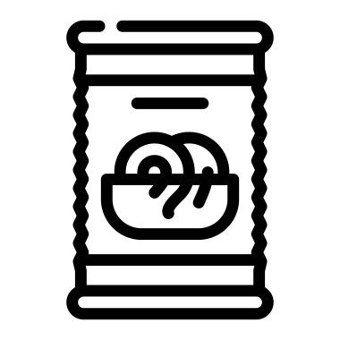 spagetti konserve yiyecek ikonu vektörü. Spagetti konserve yiyecek tabelası. izole edilmiş çizgi simgesi siyah illüstrasyon