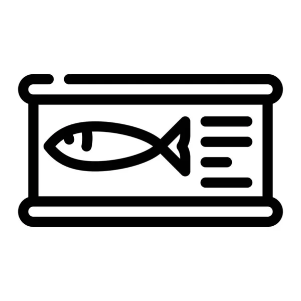 魚缶詰食品ラインアイコンベクター 魚の缶詰の看板 隔離された輪郭シンボルブラックイラスト — ストックベクタ