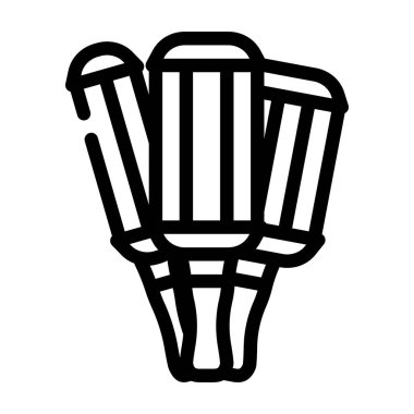 Çift-üçlü körling ütü çizgi ikon vektörü. Çift-üçlü saç maşası işareti. izole edilmiş çizgi simgesi siyah illüstrasyon