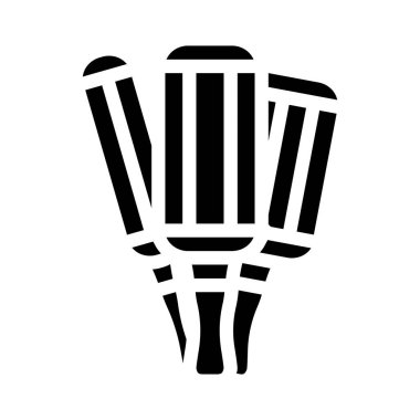 Çift-üçlü körling ütü glifleri ikon vektörü. Çift-üçlü saç maşası işareti. izole edilmiş çizgi simgesi siyah illüstrasyon