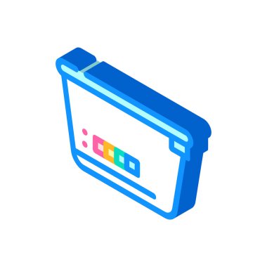 Renkli termometre izometrik ikon vektörlü beslenme çantası. Renkli termometre işaretli beslenme çantası. izole edilmiş sembol çizimi