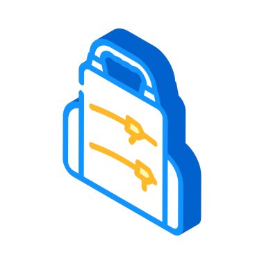 Sırt çantası izometrik ikon vektörü. Sırt çantası beslenme çantası tabelası. izole edilmiş sembol çizimi