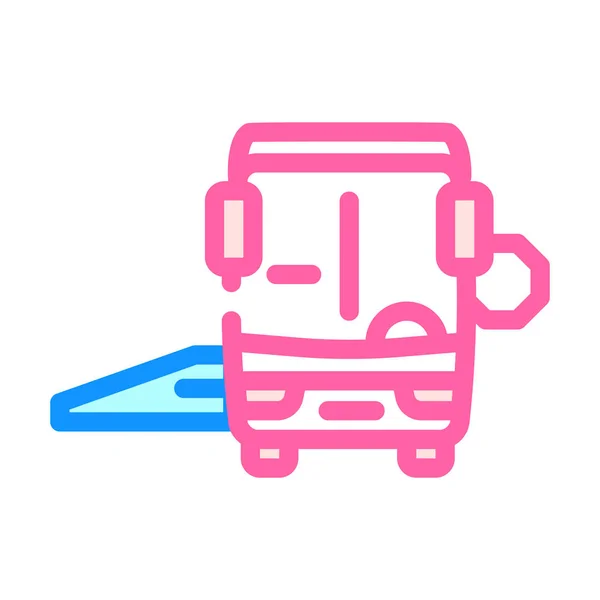 Bus Con Vector Icono Color Rampa Autobús Con Señal Rampa — Archivo Imágenes Vectoriales