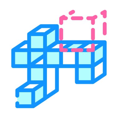 3d görev renk simgesi vektörü. 3D görev imzası. izole edilmiş sembol çizimi