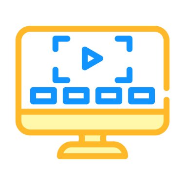 Video dersleri renk ikonu vektörü. Video dersleri tabelası. izole edilmiş sembol çizimi