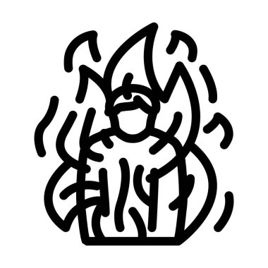 Yanan Adam olay çizgisi ikon vektörü. Yanan Adam işareti. izole edilmiş çizgi simgesi siyah illüstrasyon