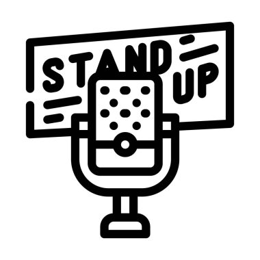 stand-up olay çizgisi ikon vektörü. Stand-up olay işareti. izole edilmiş çizgi simgesi siyah illüstrasyon