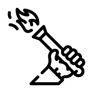 Olimpik meşale çizgisi ikon vektörü. Olimpiyat meşalesi işareti. izole edilmiş çizgi simgesi siyah illüstrasyon