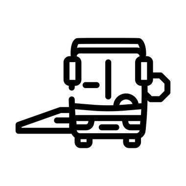 Rampa çizgisi ikon vektörlü otobüs. Rampa işaretli otobüs. izole edilmiş çizgi simgesi siyah illüstrasyon