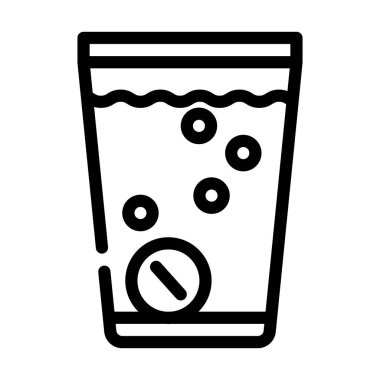 su çözünebilir haplar çizgi ikon vektör illüstrasyonu