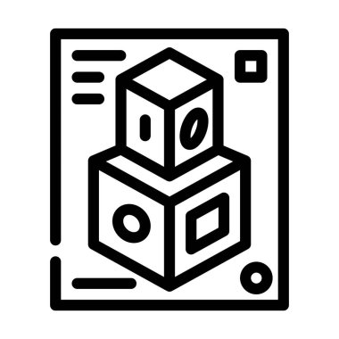 3d çizgi simgesi vektör illüstrasyonunu siyah şekillendirir