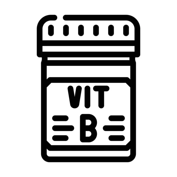 Vitamin-B-Verpackungslinie Icon-Vektor-Abbildung — Stockvektor