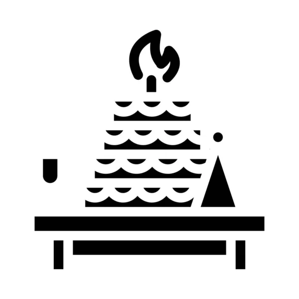 Evento de cumpleaños glifo icono vector ilustración negro — Vector de stock