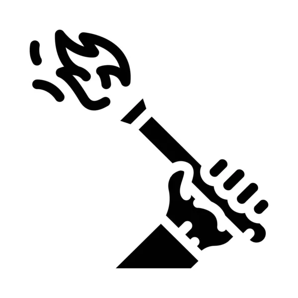 Olympisk fackla glyf ikon vektor illustration svart — Stock vektor