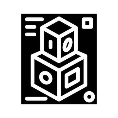 3d, simge ikon vektör illüstrasyonunu siyah şekillendirir