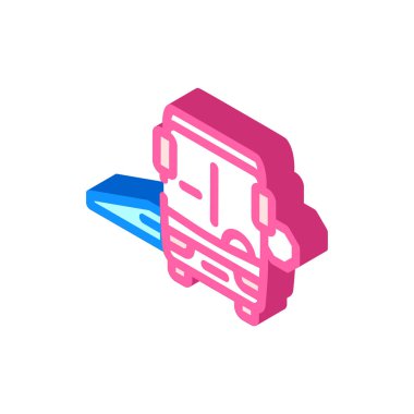 Rampa izometrik ikon vektör illüstrasyonlu otobüs