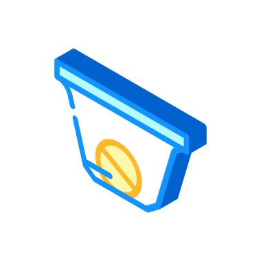 Hapları almak için kase izometrik ikon vektör çizimi