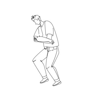 Dirsek Ağrısı Romatizması Üzgün Genç Adam Vektörü