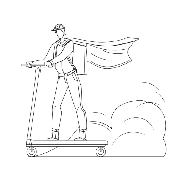 Курьер человек верхом на скутере службы доставки вектор — стоковый вектор