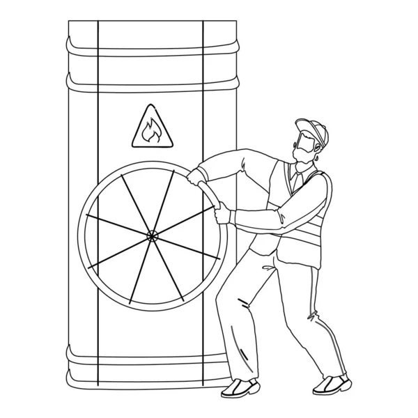 Vector de válvula de tubería de torneado de trabajador de la industria del gas — Archivo Imágenes Vectoriales