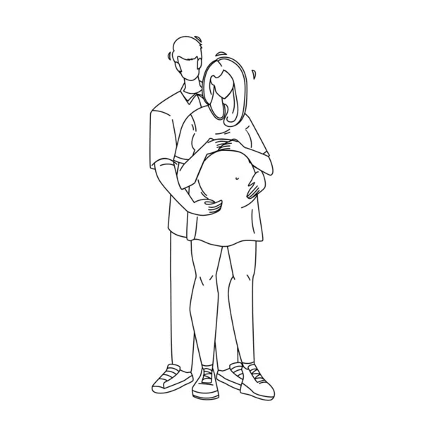 Continuous line drawing of Happy pregnant woman and her husband. Couple  family, silhouette picture of mother. Stock Vector | Adobe Stock