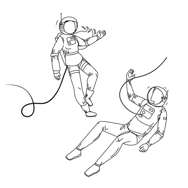 Astronautas no espaço voando vetor espacial exterior —  Vetores de Stock
