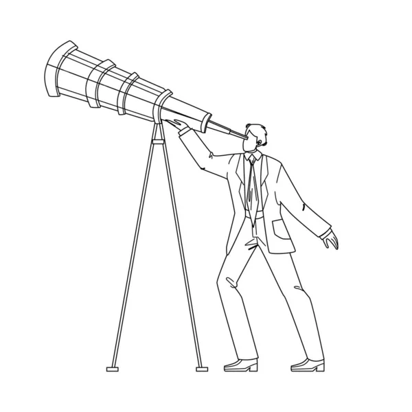 Visionärer Geschäftsmann blickt in Spyglass Vector Illustration — Stockvektor