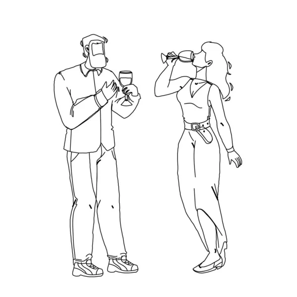Dégustation de vin sommeliers homme et femme vecteur — Image vectorielle