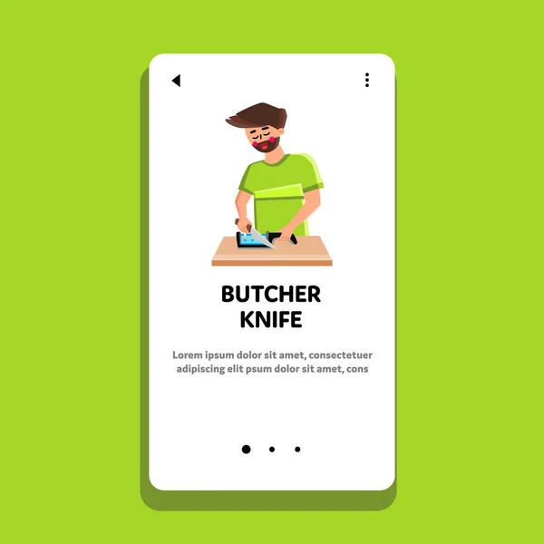 Couteau de boucher utilisant l'homme pour couper le vecteur de viande — Image vectorielle
