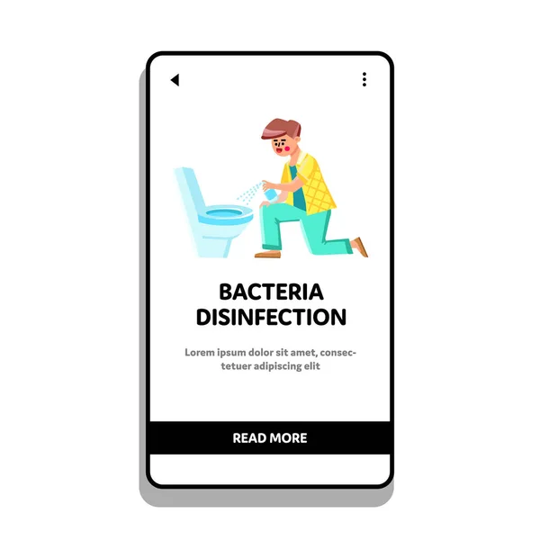 Bacterias Desinfección Pulverización Hombre Vector de inodoro — Vector de stock