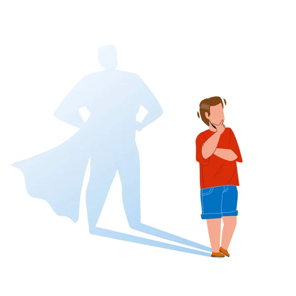 Garçon enfant rêvant de rester courageux super héros vecteur — Image vectorielle