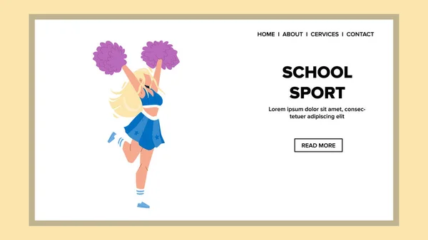 Scuola Sport Cheerleader Danza con Pon-pon Vector — Vettoriale Stock