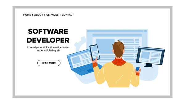Programvaruutvecklare Kodning Digital Program Vector — Stock vektor
