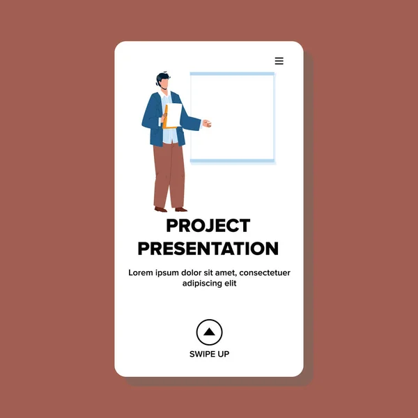 Projektpresentation Talking Presenter Vector — Stock vektor