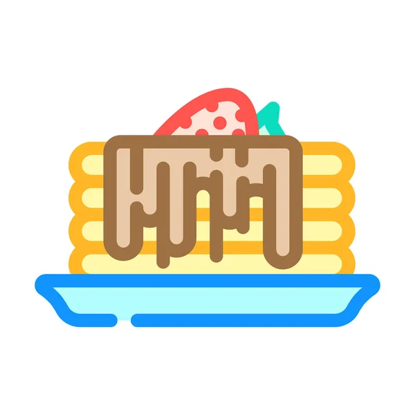 Pastel con chocolate y fresa color icono vector ilustración — Vector de stock