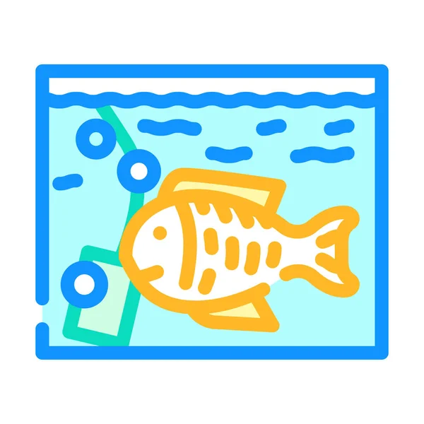 Aquarium with fish color icon vector illustration — ストックベクタ