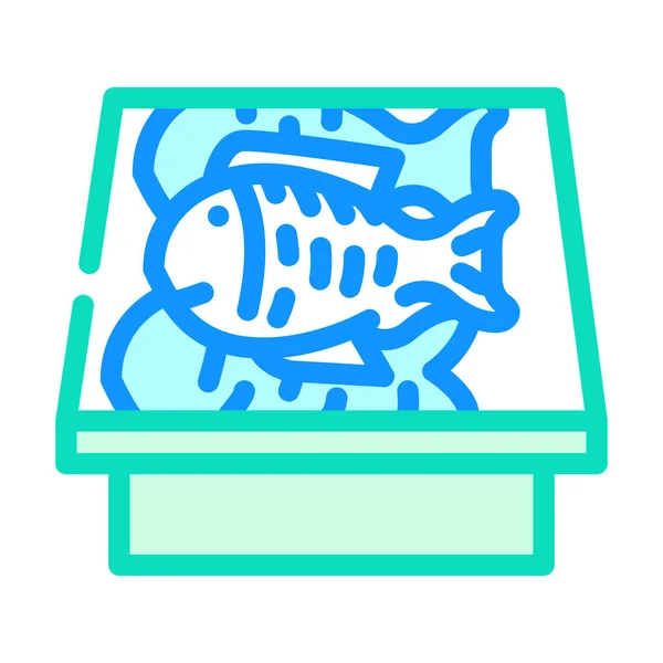 Showcase with fish color icon vector illustration — ストックベクタ