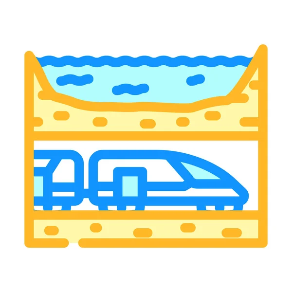 Underwater railway tunnel color icon vector illustration — ストックベクタ