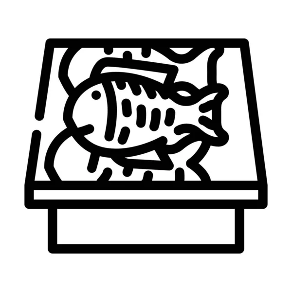 Showcase with fish line icon vector illustration — ストックベクタ