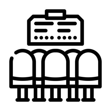 waiting hall railway station line icon vector illustration