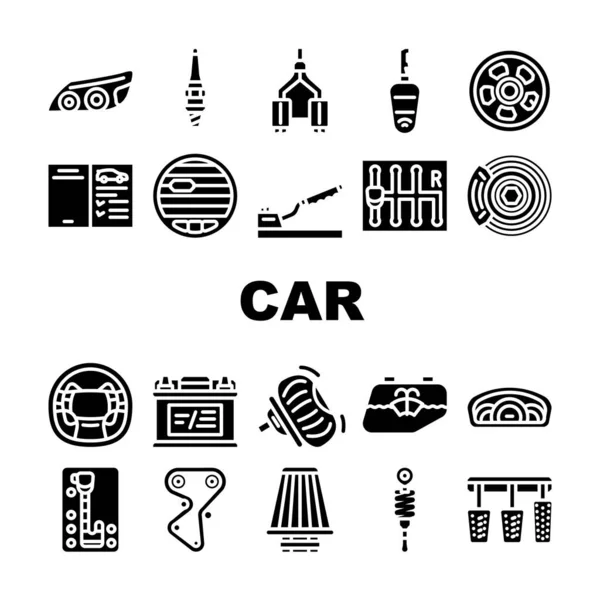 Detalles del vehículo de coche Iconos de colección Set Vector — Archivo Imágenes Vectoriales