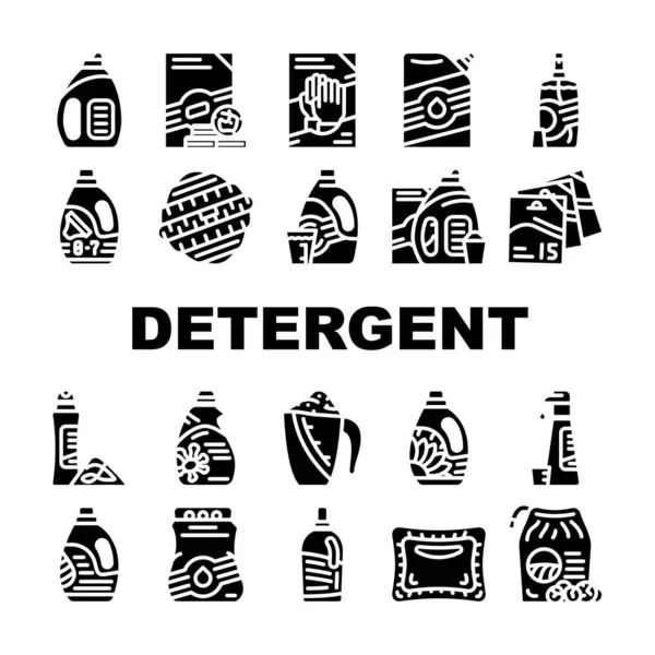 Conjunto de iconos de colección de lavado de detergente Vector — Archivo Imágenes Vectoriales
