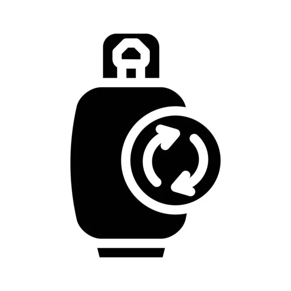 Reutilizando cilindro de biogás icono de glifo ilustración vectorial — Vector de stock