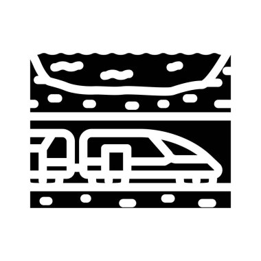 sualtı demiryolu tünel glifleri ikon vektör çizimi