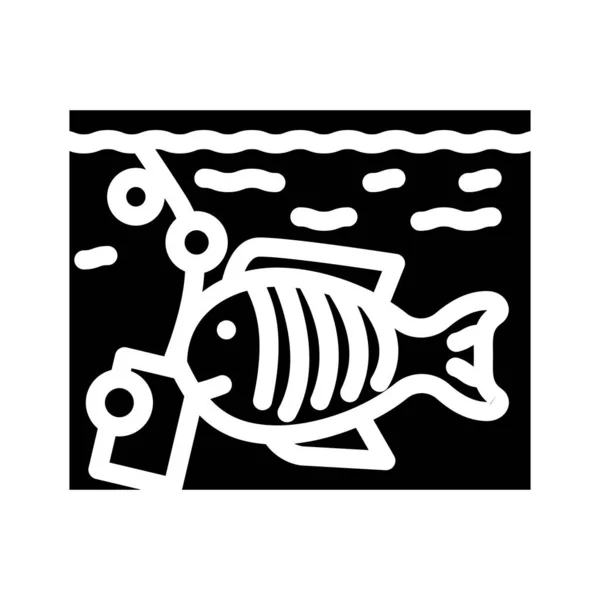 魚のグリフアイコンベクトルイラスト付き水族館 — ストックベクタ