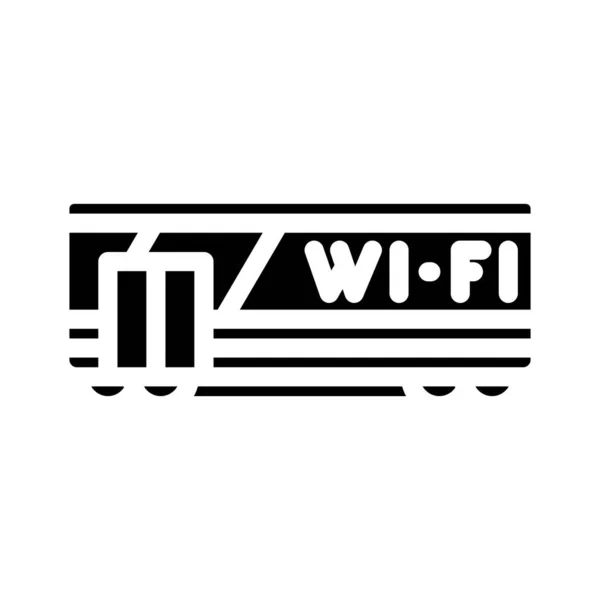 Vagón con wifi icono glifo vector ilustración — Vector de stock