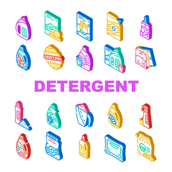 Conjunto de iconos de colección de lavado de detergente Vector — Archivo Imágenes Vectoriales